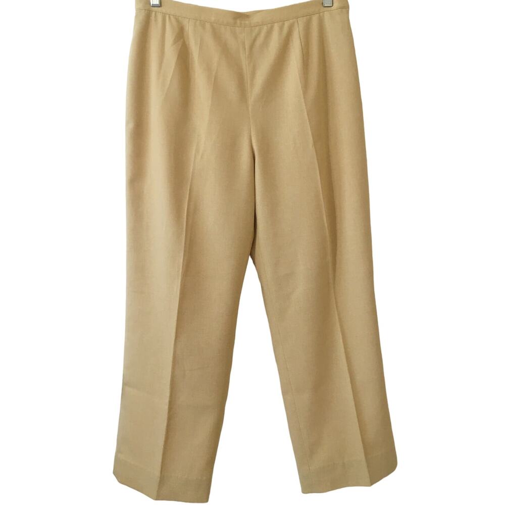 Alfred Dunner Petite 12P Corn Silk Yellow Lined Pants Hidden Zipper Some Elastic